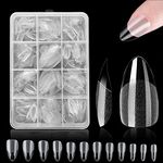 Nail Tips for Gel Extensions, ZAHRVIA 360PCS Clear Nail Tips Kit for Soak Off Nail Extension, Pre-Buff PMMA Soft Gel Nail Tips, 12 Sizes((Short Almond))