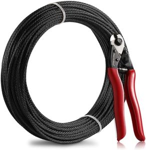 Steel DN Mate 100ft Black Wire Rope 1/8" T316 Marine Grade Stainless Steel Cable 7 × 7 Strands for Stair Fence Deck Cable Railing System, with Wire Cutter