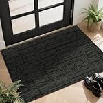 COSY HOMEER Nonslip Door Mat for Indoor, Absorbent Dirt Trapper Front Entryway Door Mat, 100% Polyester Welcome Entrance Mat Rug Modern Style, 50 x 80 cm, Black