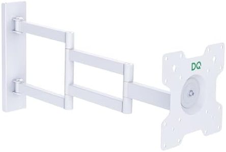 DQ WALL SUPPORT Support Mural TV avec Bras articulé Extra Long de 700 mm pour téléviseur LCD/LED/OLED de 27 à 55 ", jusqu'à 25 kg, Rotatif à 180 °, Rotatif à 360 °, Blanc