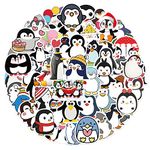 Dishaur 50PCS Cute Penguin Stickers for Kids, Vinyl Waterproof Cartoon Animal Stickers Sheets for Water Bottle Laptop Phone Scrapbooking Skateboard