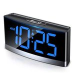 TEUMI Alarm Clocks for Bedrooms, Digital Clock with Conspicuous Blue LED Numbers, Alarm Clock for Heavy Sleepers, 5 Brightness, 3 Tones, 5 Volume, Snooze, 1.2 m USB Powered(Adapter not Included)