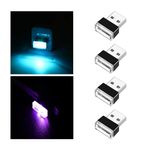 Ziciner 4 PCS USB LED Car Interior Atmosphere Lamp, Portable Mini LED Night Light, Plug-in USB Interface Trunk Ambient Lighting Kit, Universal Interior Accessories (Ice Blue+Purple)