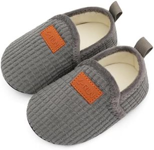 L-RUN Lightweight Toddler House Slipper Girls Indoor Home Shoes Barefoot Slipper Sock Grey 3.5-4.5 Infant=EU20-21