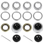 2 Sets 1 Inch Trailer Hub Bearing Kits, L44643/L44610 Bearing Kits with 12192TB Grease Seals, 1.98 Inch Dust Caps, Rubber Seals, Cotter Pins for 2000-2200lb Trailer Axle