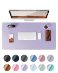 YSAGi Leather Desk Mat, Large Mouse Mat, Non-Slip Desk Pad, Waterproof Leather Table Protector Writing Pad for Office and Home (80 x 40 cm, Light Purple)