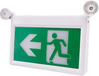 Premium Lighting LED Emergency Light and Exit Sign Combo, Double Sided Running Man Green Exit Sign with Dual Head, UL Certified, 120-Minute Battery Backup, 120V 347V Universal Mounting for Wall/Ceiling/Side, emergency lights for power outage