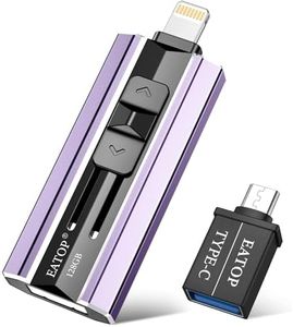 EATOP USB3.0 Flash Drive 128GB Phone Memory Stick Storage for Photos and Videos, External Memory Storage Flash Drive Compatible with iPhone iPad Android and Computers (Light Purple)