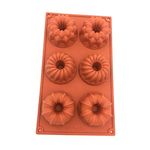 BB Big Box Mix Flower Donut Spiral 6 Cavity Donut Silicone Fancy Bundt Cake, Muffin Cups, Coffee Cake