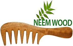 Rufiys Pure Neem Wooden Wide Tooth Comb | Neem Wood Hair Comb for Women & Men | Hair Growth | Anti Dandruff | Detangling Comb Pack of 1