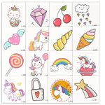 34 Sheets 102 pcs Unicorn Temporary Tattoo Stickers Unicorn Tattoos for Kids Unicorn Tattoo Stickers Party Favors Decorations Birthday Gifts Perforated Tear-Off Unicorn Tattoos