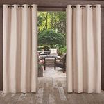 Exclusive Home Delano Heavyweight Textured Indoor/Outdoor Grommet Top Curtain Panel Pair, 54"x84", Taupe