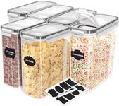 KICHLY Pack of 6 Cereal Containers Storage - Cereal Dispenser & Food Storage Containers for Pantry Organization and Storage - Canister Sets for Kitchen Counter