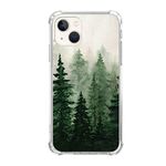 Sundwugzh Watercolor Tree Spruce Case Compatible with iPhone 15, Green Forest Nature Art Case for iPhone 15 for Teen Men Women, Trendy Cool TPU Bumper Case Cover