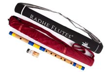 Radhe Flutes | PROFESSIONAL Bamboo Bansuri | C Natural | Right Handed | Middle Octave | With Hard Cover | Velvet Cover & Paper Tube | Blue & Yallow