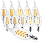 ProCrus E14 LED Dimmable Candle Light Bulb,4W LED Lights Bulb for Chandelier,Small Edison Screw Candelabra SES LED Bulb,2700K Warm White,Equivalent 40 Watt,400LM,Transparent,Pack of 10,Energy Class F