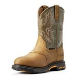 ARIAT Men's Workhog Waterproof Work Boot, Aged Bark/Army Green, 7.5