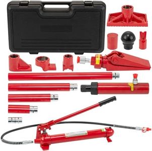 12 Ton Porta Power Hydraulic Jack Kit, Hydraulic Multifunctional Jack with 4.6 ft/1.4 m Oil Hose, Auto Body Frame Repair Kit, Storage Case, 26455 Lbs Capacity, for Car Repair, Truck, Garage