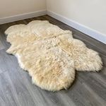 Genuine Colourful Sheepskin Rug | Extra Thick Large Sheepskin Rugs (Cream, Quad 190x120cm)