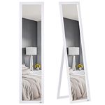 HOMCOM Full Length Mirror, Floor Standing or Wall-Mounted Long Mirror, Rectangular Full Body Mirror for Bedroom, Living Room, White