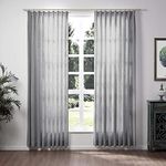 ChadMade Pinch Pleat Faux Linen Curtain Room Darkening Drapery For Sliding Glass Door Living Room, 52Wx108L Inches (Carbon Grey, 1 Panel)
