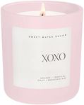 Sweet Water Decor XOXO Scented Candles - Soy Candles with Tropical Fruits, Lemons & Redolent with Lightly Exotic Mountains Greens - Candle Wax with 70 Hours Burn Time - 15Oz Pink Matte Jar Candles