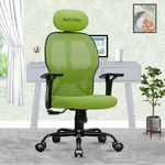 beAAtho® Leo Ergonomically Adjustable Executive High Back Mesh Home & Office Revolving Chair. (Grey White) (Green, Leo Black Frame)