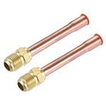 sourcing map Brass Pipe Fitting, 3/8 SAE Flare Connector Male Thread Adapter with Copper Tube for Air Conditioner HVAC System, Pack of 2