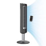 Lasko Wind Tower Oscillating Tower Fan, Remote Control, Timer, 3 Quiet Speeds, for Bedroom, Living Room and Office, 38" Gray, 2519