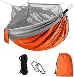 kartfury Camping Hammock with Mosquito Net,1/2 Person Outdoor Travel Hammock Lightweight Nylon Portable Hammock for Camping Hiking Backpacking,Travel, Beach (Orange)