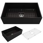 BOCCHI Contempo Farmhouse Apron Front Fireclay 33 in. Single Bowl Kitchen Sink with Protective Bottom Grid and Strainer in Matte Black