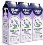 Cleancult Dish Soap Liquid Refills (32oz, 3 Pack) - Plant Based Cleaning Power - Dish Soap that Cuts Grease & Grime - Free of Harsh Chemicals - Uses 90% Less Plastic - Wild Lavender