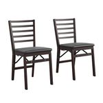 COSCO Contoured Back Wood Folding Chair, 2-Pack, Dark Mahogany