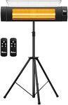DR. INFRARED HEATER Carbon Infrared Patio Heater with Tripod, Optional On/Off Tip-Over Protection, Freestanding or Wall-Mounted, Black