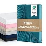 Bedsure Super King Fitted Sheet - Bed Sheets Extra Deep Pocket 16 Inches (40 cm), Soft Brushed Microfiber for Super King Bed, Teal, 180x200cm