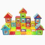 Toys N Smile DIY Big Size Interlocking House Building Block Game Toy for Kids with Attractive Window - Set of 72 pcs- Multicolor, Plastic