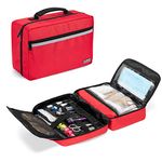 Trunab Small Medical Bag Empty, First aid Bag with 2 Inner Flap, Portable Emergency Kits Trauma Bag with More Storage for Medical Supplies, Red - Patented Design