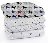 Cottington Lane Muslin Baby Swaddle Set, Printed Muslin Swaddle Wrap for New Born Baby Bath Towel, Pack of 4_Multi Polka, Arrow, anchor & Horse