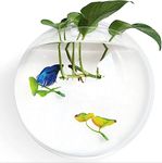 CAS (12 INCHES Large Size 5 litres) White Wall Mount/Wall Hanging Fish Bowl (NO Plastic) 100% Durable Long Lasting Acrylic (not Glass,) Rust and Weather Resistant with 'Free Colour Pebblestone'