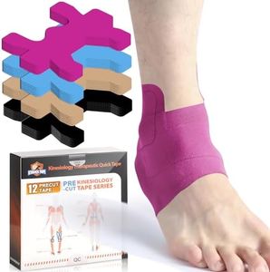 Kinesiology Tape for Ankle, KTQUICK 12 Count Ankle Tape Precut, Original Cotton Waterproof & Breathable, Enhance Elastic Kinesiology Athletic Tape for Ankle Support and Muscle to More Sports (Pink)