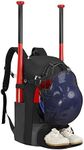 TPAID Baseball Backpack Softball Bag: 2 Bat Adult Youth Lightweight - Dry Wet Separation Compartment Shoe Glove Storage Helmet Holder Equipment Fence Hook College Team Backpack Black