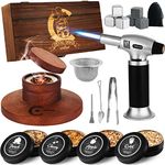 Cocktail Smoker Kit with Torch - Smoke Infuser Set For whisky and Bourbon - Drink Set Includes Smoker Wooden Box for Old Fashioned Cocktails, Wood Chips and Accessories