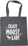 Hippowarehouse Crazy moose lady Tote Shopping Gym Beach Bag 42cm x38cm, 10 litres