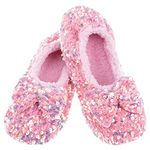 Snoozies! Dazzle Bling Ballet Womens Super Soft Slippers, Non Slip Sole - Ladies Sizes 3-7 (Pink, medium)