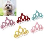 25Pcs Crown Pet Dog Hair Clips Hairpin Pearls Pet Princess Clips Cute Cat Hair Clips Bows Puppy Grooming Products Hair Accessories