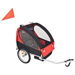 vidaXL Kids' Bicycle Trailer in Red and Black - Safety Harness System, All-Weather Canopy, Mesh Screen, Foldable, High Visibility, Easy Assembly