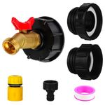3-Size 275-330 Gallon IBC Tote Adapter, ibc tote hose adapter, 2.44" Fine、2 "Fine, and 2" Coarse Thread,1/2" Male NPT Inlet ×3/4" Male GHT Threaded Brass Hose Faucet Garden Hose Connector