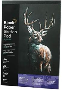 A4 Black Sketch Pad Heavyweight Art Pad Heavyweight Paper Sketch Book Black Pages Sketch Pad for drawing for Graphite,Coloured Pencils,Charcoal,Oil Pastels,Gel Pens, Chalk,Ink,25 Sheets