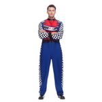 EraSpooky Men's Race Car Driver Costume Adult Halloween Finish Line Racer Outfits