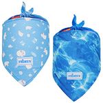 KYEESE 2 Pack Dog Instant Cooling Bandanas Breathable Dog Scarf Triangle Size Adjustable Ice Collar for Summer Fits for Neck Up to 20inch